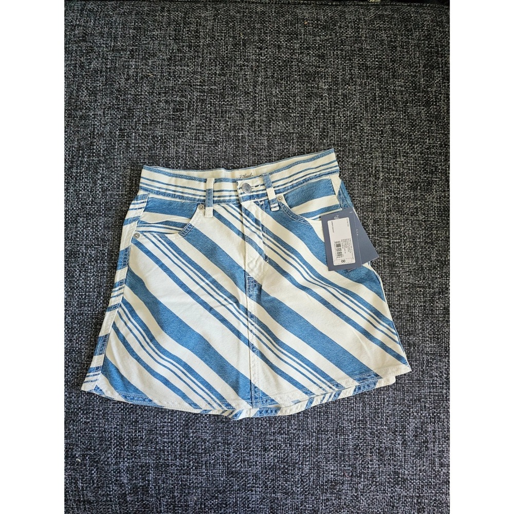 Universal Thread Denim Mini Skirt Womens 00 Blue White NEW Striped A-Line